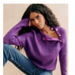 Sezane Trudy Sweater in gorgeous purple with gold buttons SIZE Medium
